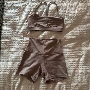 lululemon athletica Sports Bra and Shorts Set in Taupe